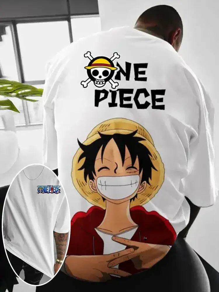 One Piece Graphic T-Shirt: Luffy & Zoro Oversized Streetwear