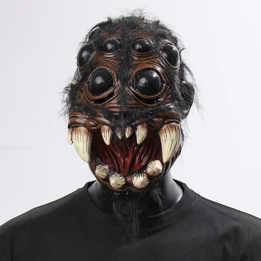 Horror Creepy Spider Mask Cosplay Scary Animal Spiders Big Eyes Tooth Open Mouth Latex Helmet Halloween Party Costume Props