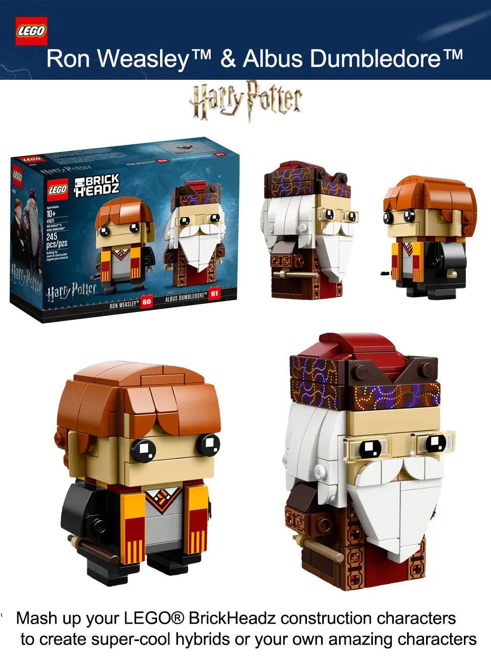 LEGO 41621 Limited Edition BrickHeadz Ron Weasley & Albus Dumbledore Building Kit 245 PCS 10+ years old - 41621