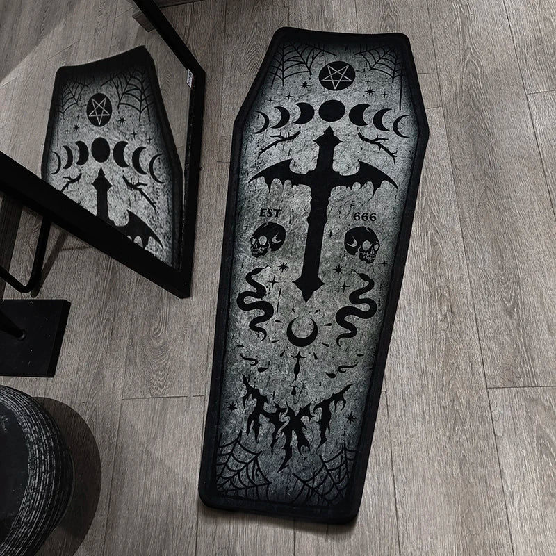 Tapis de Style sorcière pour salon, décoration de chambre à coucher d'halloween, tapis de Vampire, tapis de porte de cercueil gothique foncé, tapis épais au Design Original