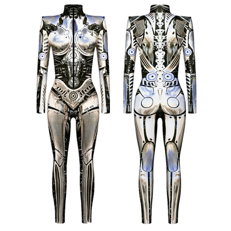 Combinaison Robot mécanique Punk, Catsuit Sexy pour femmes, Costumes de Cosplay Zentai, body de fête d'halloween et de noël
