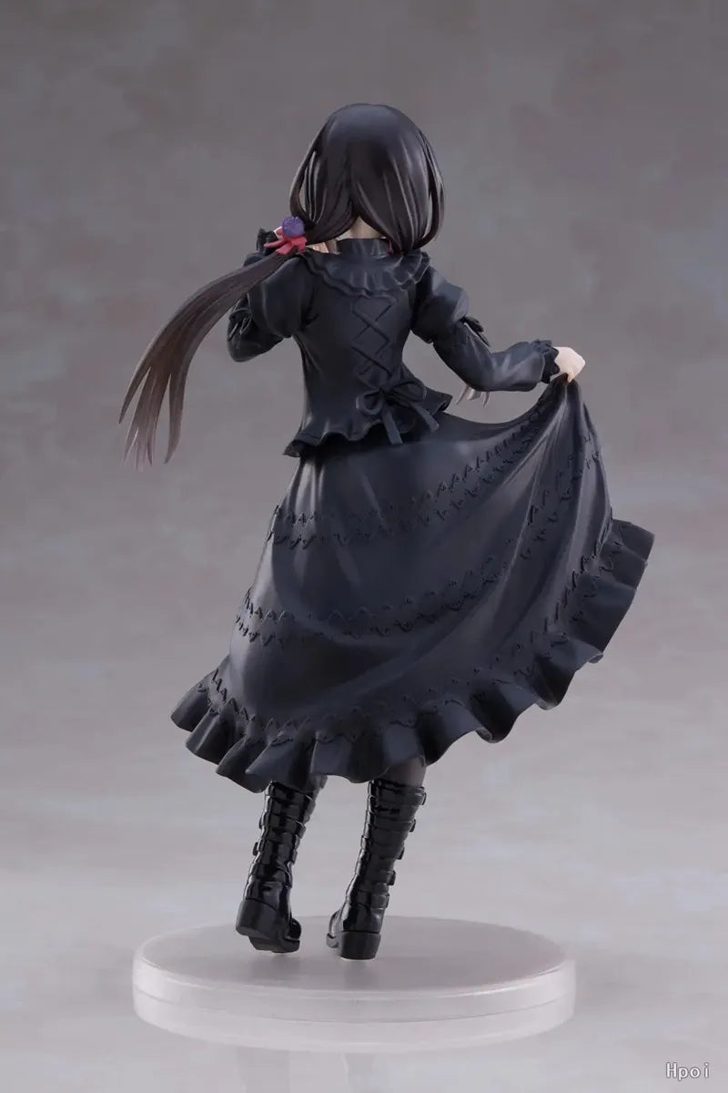 18CM DATE A LIVE Tokisaki Kurumi Anime Figure Cute Girl Model Toy PVC Black Dress Dress Up Standing Model Car Interior Ornament