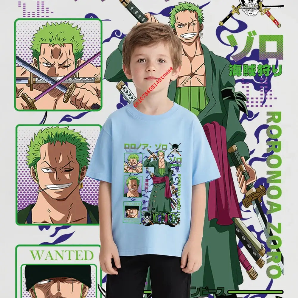 One Piece Zoro Kids T-Shirt Pure Cotton Boys Top