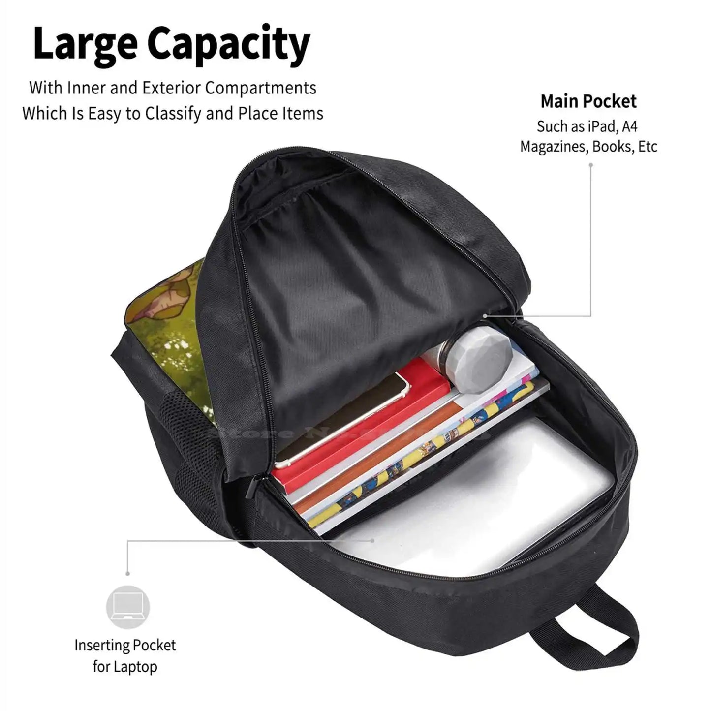 Chocobos Backpack For Student School Laptop Travel Bag Ffxv Landscape Final Fantasy 15 Black Chocobo Chocochick