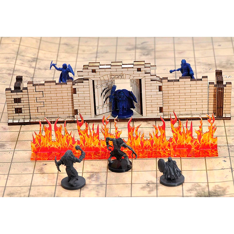 Wall of Fire Miniature (Set of 8) Spell Effects Flame Terrain for Dungeons and Dragons, Pathfinder and Other Tabletop RPG