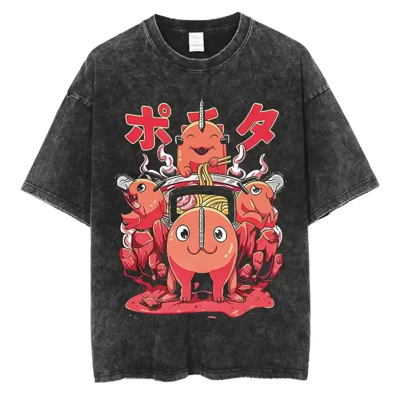 Chainsaw Man Vintage T-shirt Washed Cotton Tee