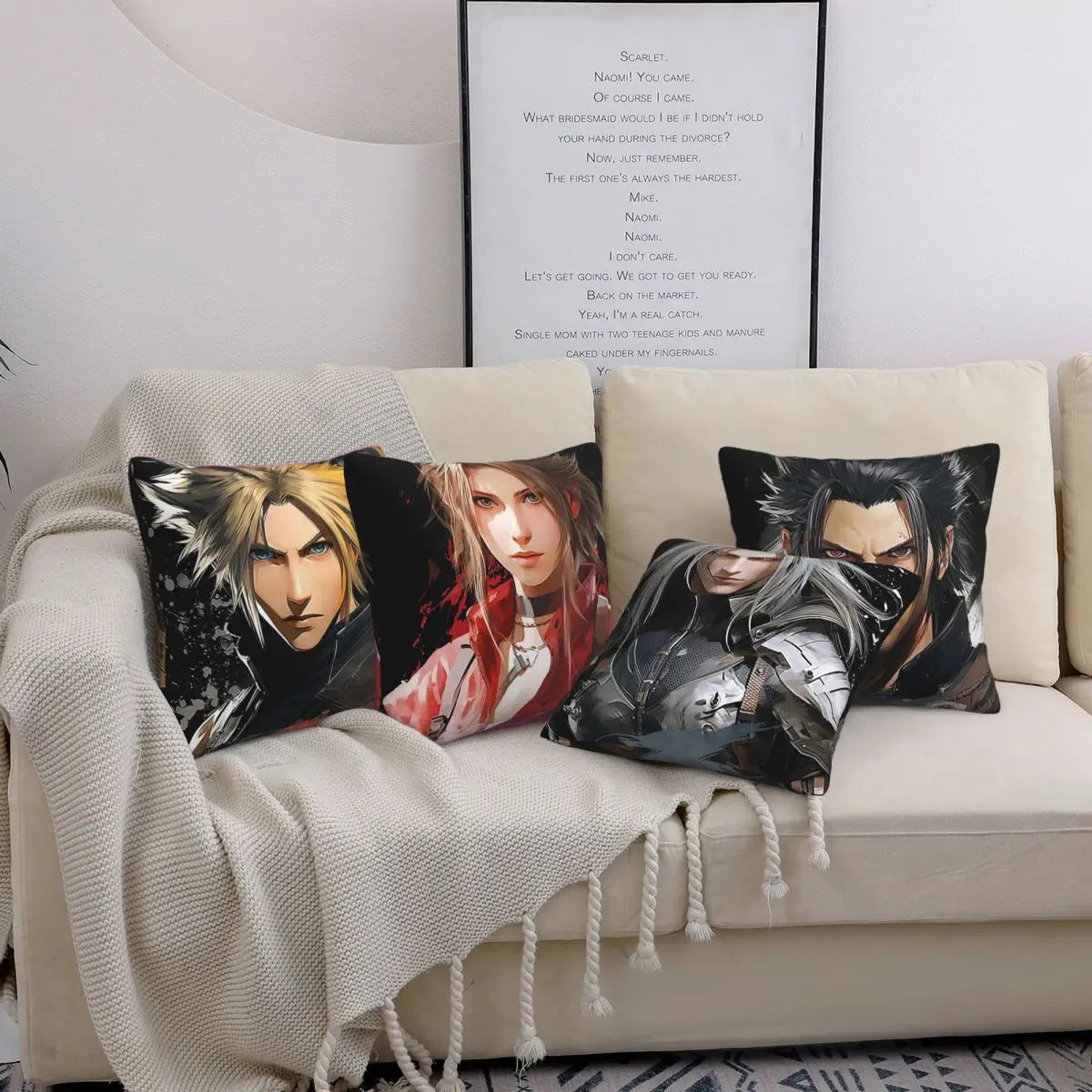 Final Fantasy VII Rebirth Aerith Fanart rpg game anime Cushion Cover Decorations Pillow Cover for Seat Double-sided Printing