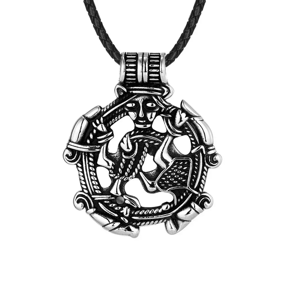 Vintage Vikings Loki Hollow Necklaces Men Stainless Steel Norse Mythology Trinity Pendant Amulet Scandinavian Jewelry Male Gifts