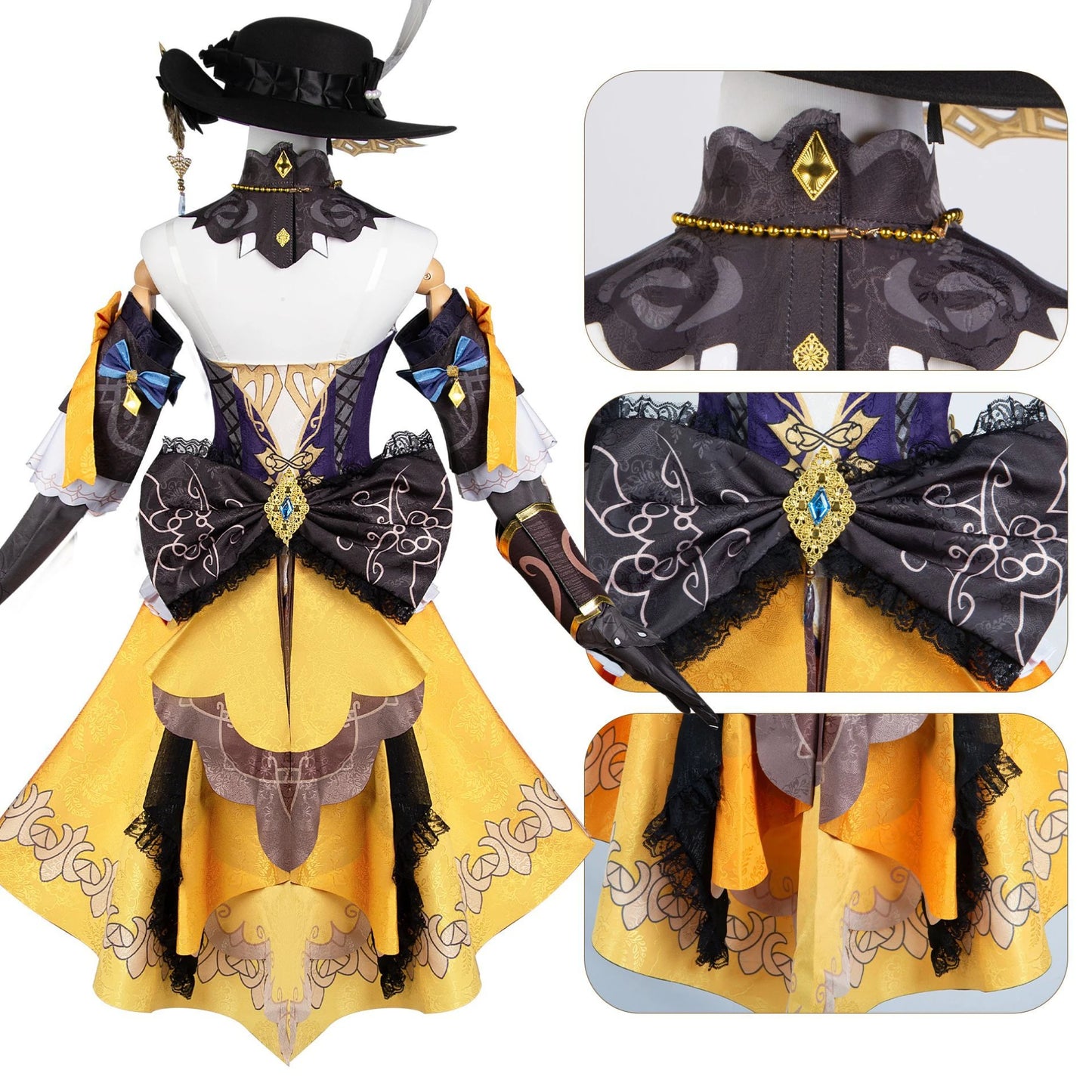 Genshin Impact Navia Cosplay disfraz peluca sombrero conjunto mujer vestido uniforme fiesta de Halloween para niñas