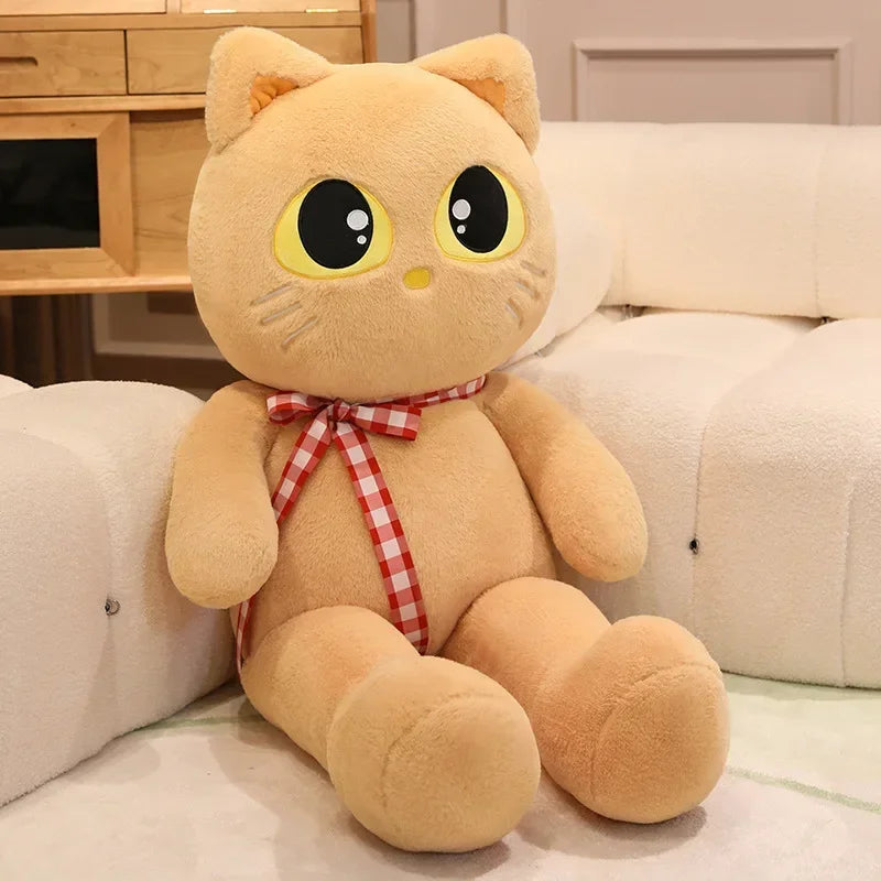 Kawaii Cat Plush Pillow – Soft Stuffed Cartoon Cat Sofa Cushion Doll (3 Colors, 60–100cm)