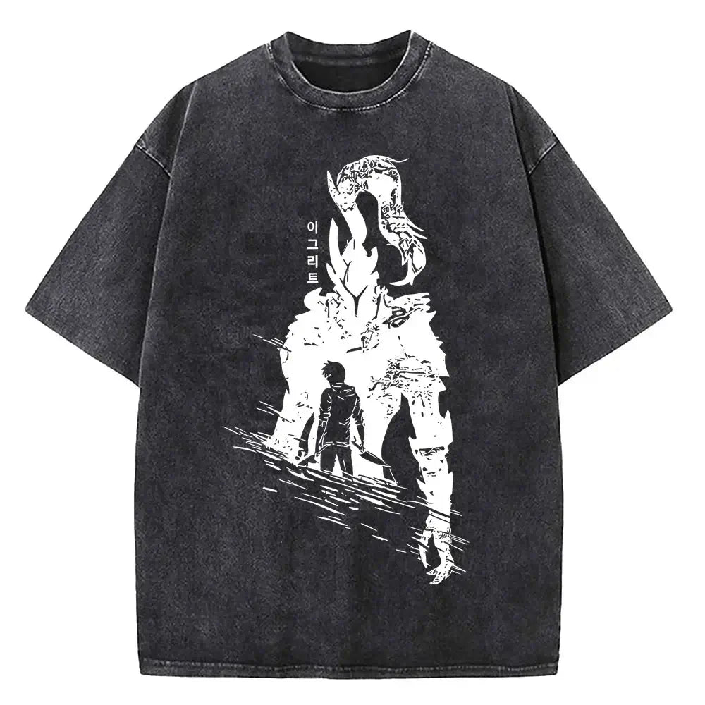 Solo Leveling Vintage T-shirt: Washed Cotton Streetwear