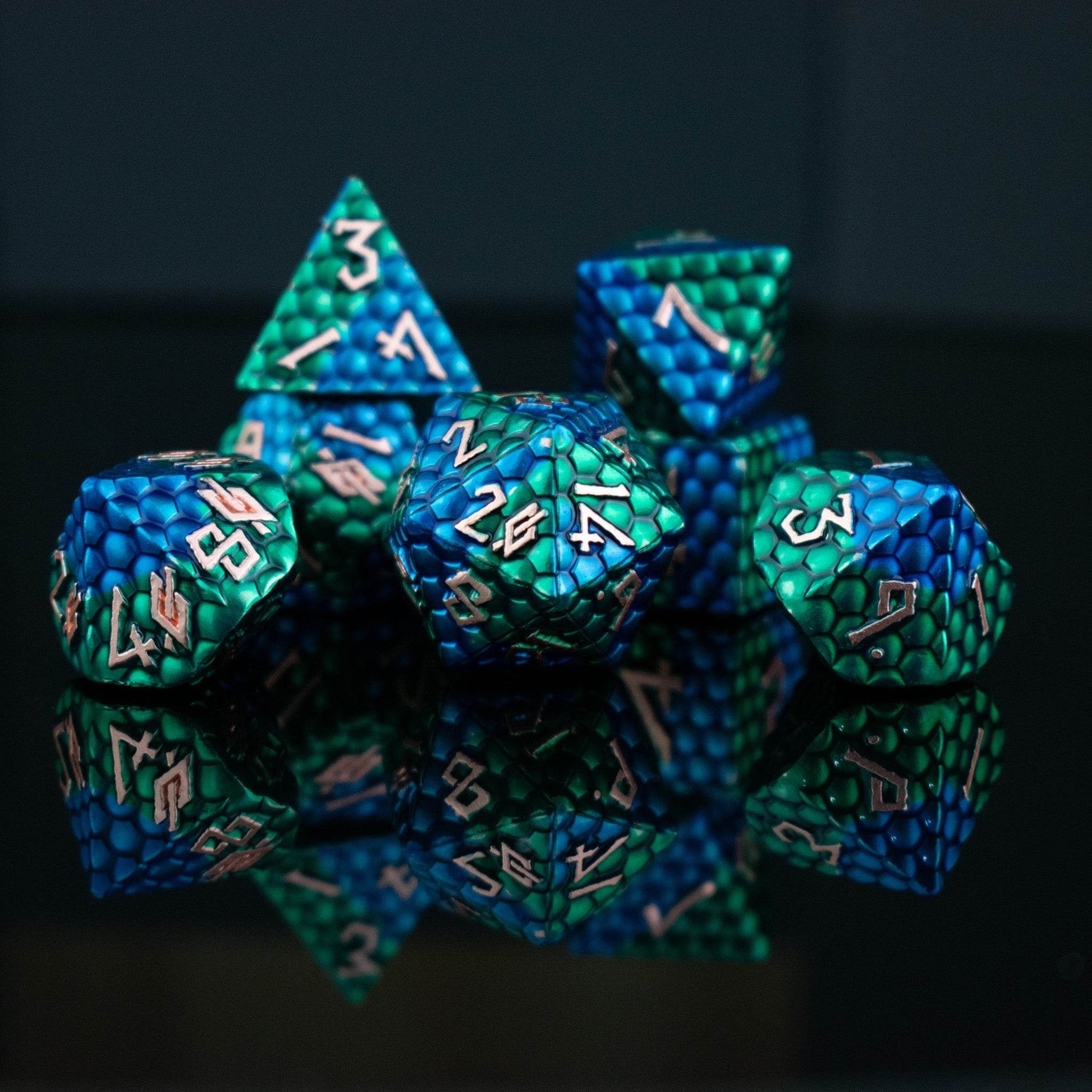 Sea Serpent Dragon's Egg Metal Dice Set - 