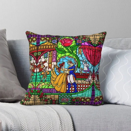 Patterns Of The Stained Glass Window Square Pillowcase Polyester Zip Decor Throw Pillow Case Car Cushion Cover