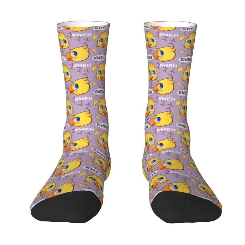 Novelty Men's Science Game Final Fantasy Dress Socks Unisex Warm Comfortable 3D Print Kids Chocobo Moogle Crew Socks