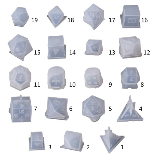 DIY Crystal Epoxy Resin Mold Dice Fillet Shape Multi-spec Digital Game High Mirror Silicone Mould Making Accessories