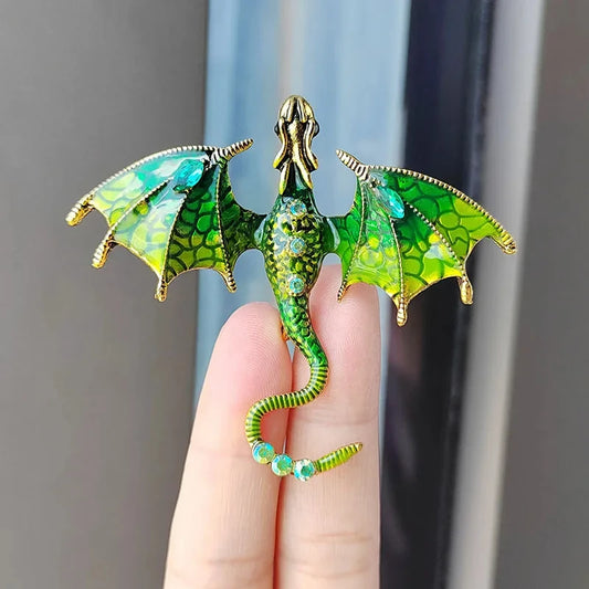 2024 Enamel Dragon Brooches For Men Women Rhinestone Flying Dragon Clothes Suit Party Office Brooch Pins Vintage Jewelry Gifts