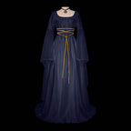 Medieval Gothic Style Retro Cosplay Clothing Long Sleeved Dress Women's Party Dress Mardi Gras Stage Performance Costumes - White / S / United States