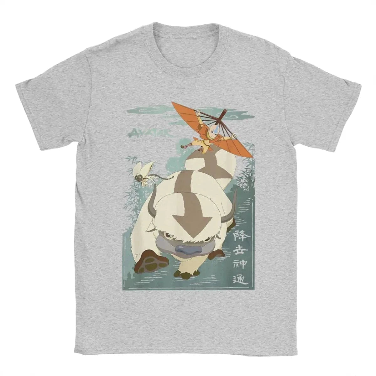 Avatar The Last Airbender Appa  And Aang In Flight T-Shirts for Men