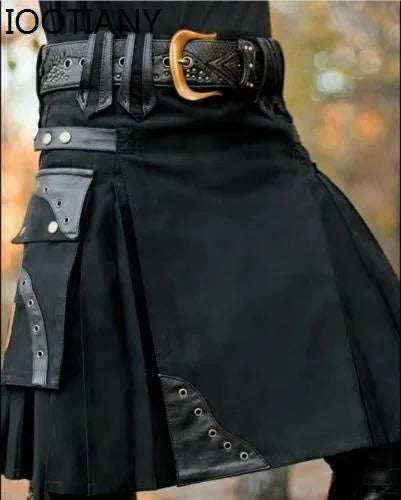 IOOTIANY Medieval Scottish Mens Kilt Dress Renaissance Traditional Skirt Metal Classic Skirts Steampunk Saias Cosplay Costumes