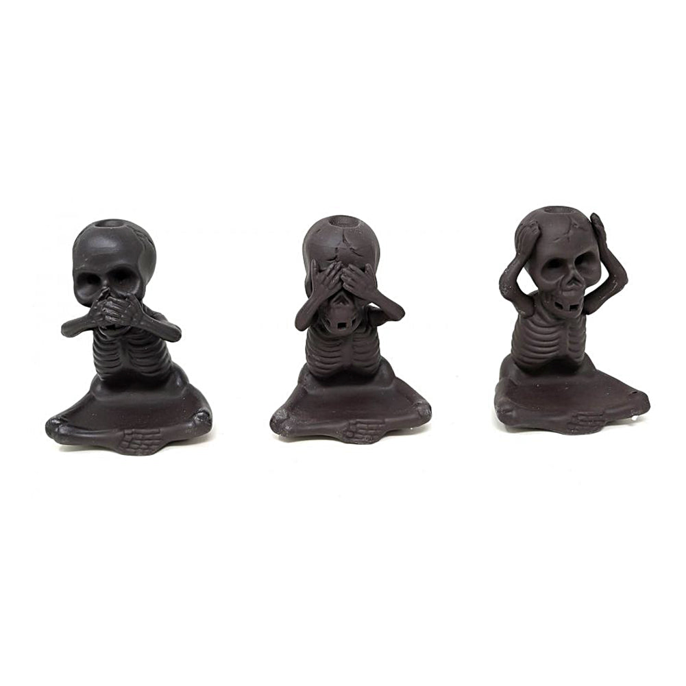 Skeleton Backflow Cone Burner -  "See No Evil, Hear No Evil, Speak No Evil"