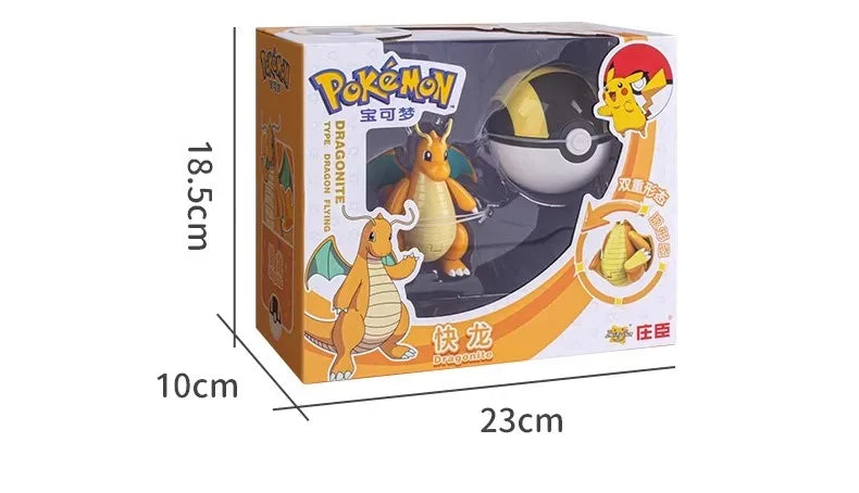 Pokemon Pokeball Anime Figures Toys, Pikachu Gengar Dragonite Snorlax Lapras Pocket Pokeball Toys