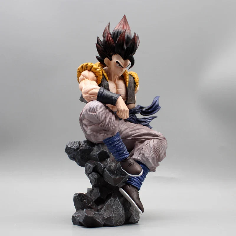Sitting Gogeta Super Saiyan and Blue Anime Figure, 3 Swappable Heads Dragon Ball Z Figurines PVC 23 CM