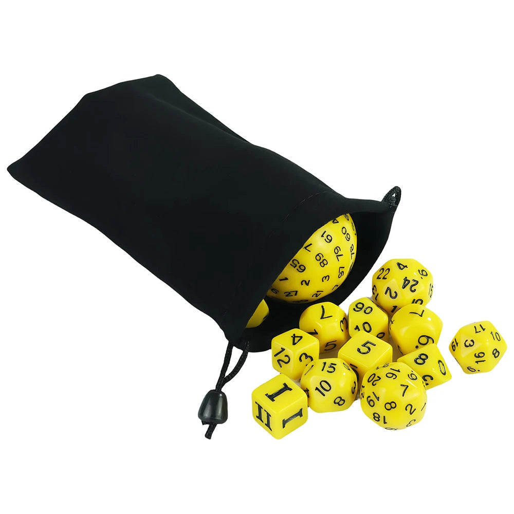 Jeu de dés polyédriques avec sac, 15 pièces, D3-D100, 6 couleurs, pour jeu mdn, RPG, accessoires de jeu de société, loisirs, cadeau de vacances