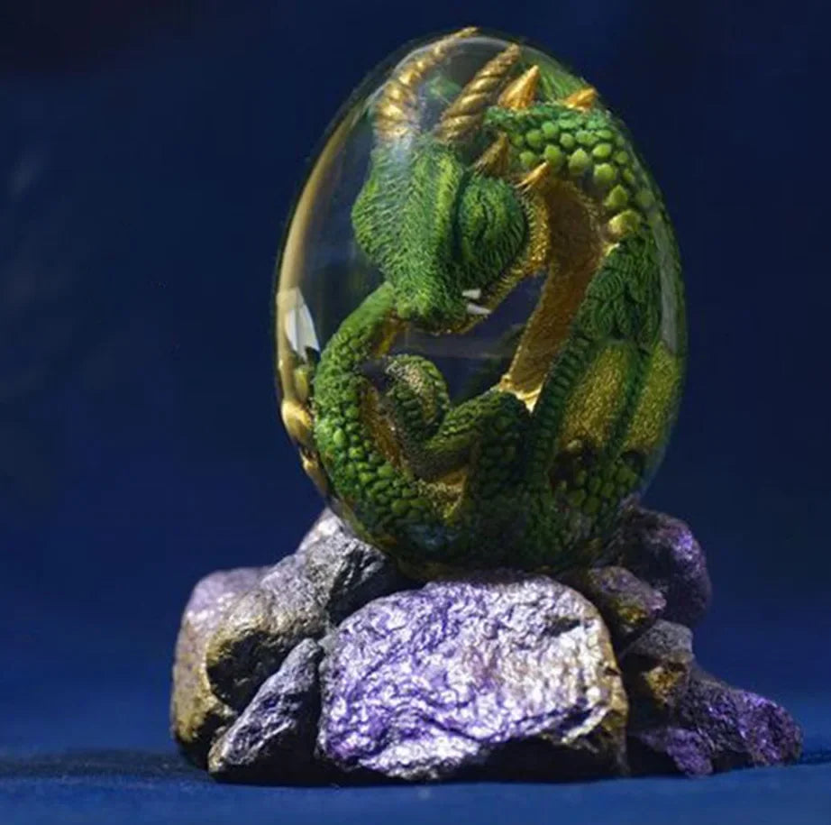 Statue d'œuf de Dragon de lave avec Base de support, Figurines d'œuf de dinosaure en résine, Sculpture de table, décoration artistique pour la maison, cadeau artisanal