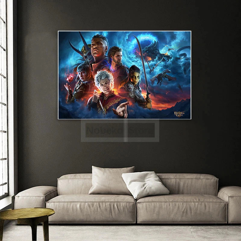 Affiche de personnages de Baldur's Gate 3, jeu Pop RPG, donjons et Dragons, imprimés, peinture sur toile, images d'art murales, décor de salle de maison, 2023