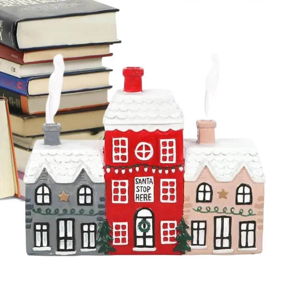 Christmas House Incense Burner - Resin Village Log Cabin Chimney Holder for Festive Home Decoration - spain