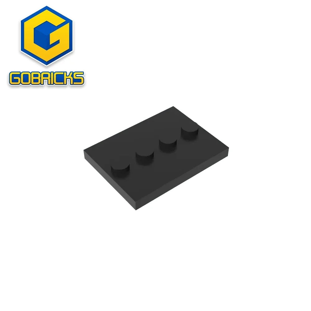 Gobricks GDS-980 Tile, Modified 3 x 4 with 4 Studs in Center | Compatible Building Block for DIY and MOC