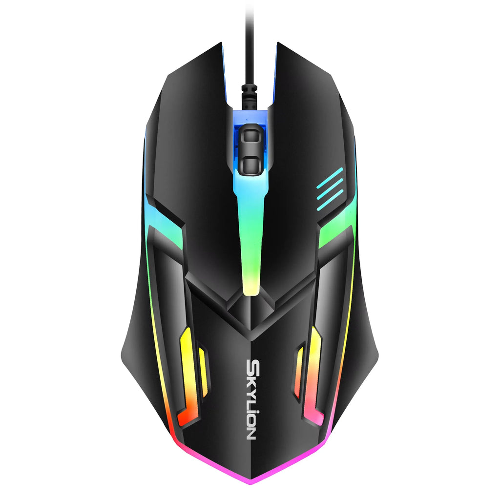 F1 Wired 3 Keys Mouse Colorful Lighting Gaming and Office For Microsoft Windows and Apple IOS System