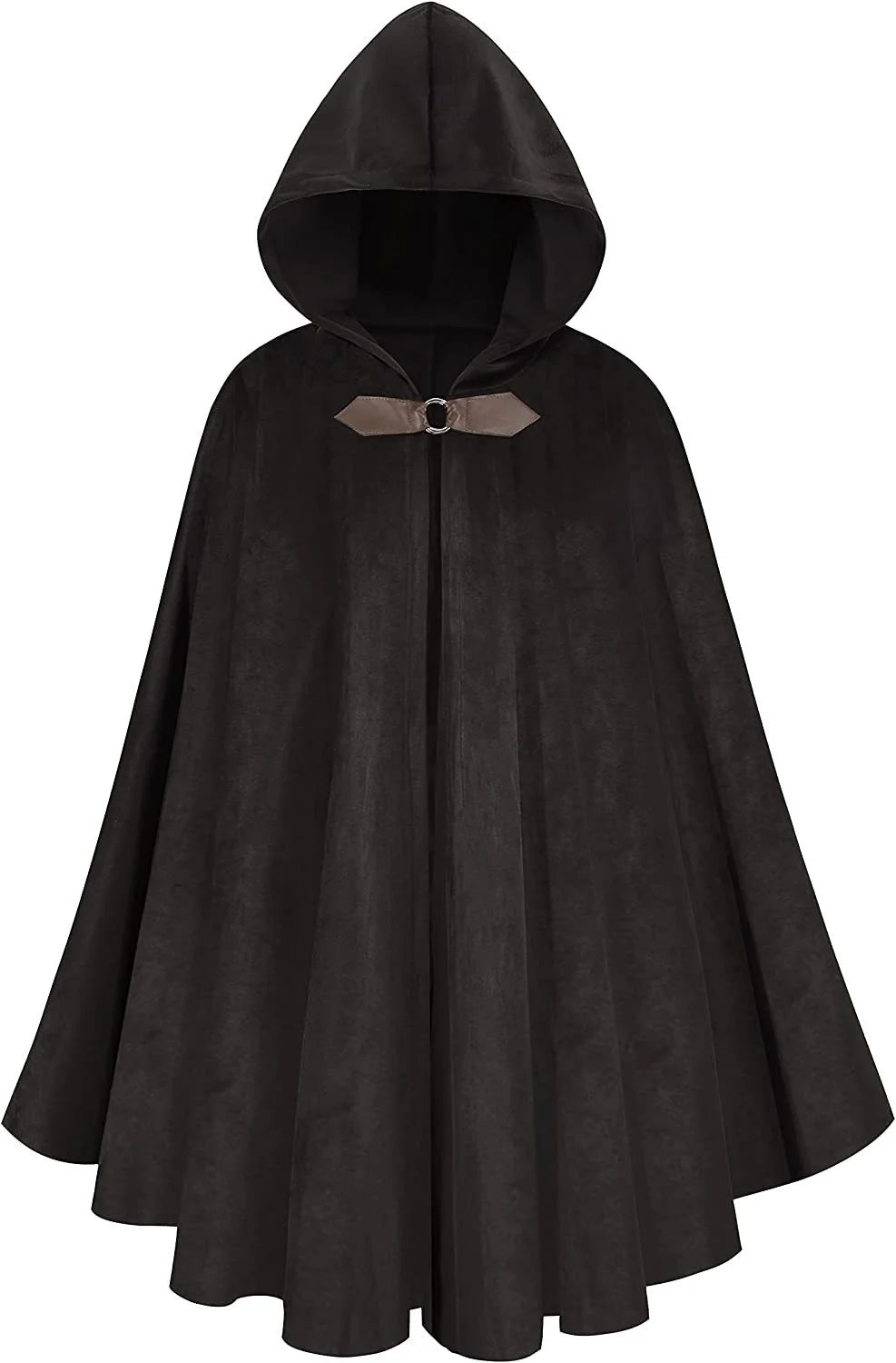 Thick Women Kids Deer Suede Single Button Cloak Designer Female Vintage Hooded Solid Halloween Medieval Long Cape Overcoats