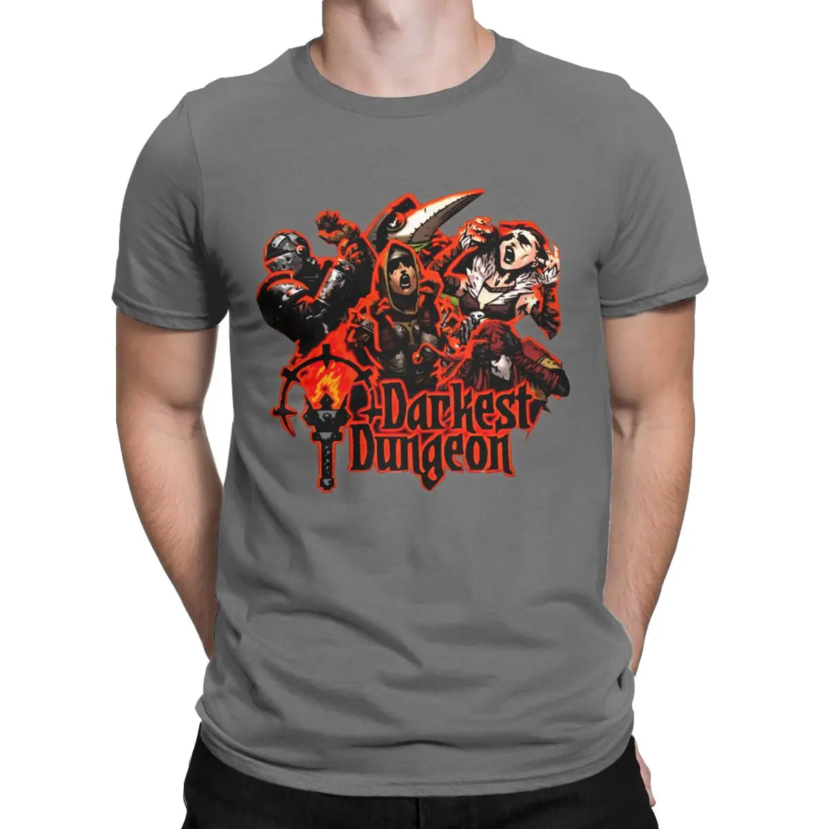 Vintage Darkest Dungeon jeu vidéo goth t-shirt pour hommes col rond pur coton t-shirt à manches courtes chemise de grande taille hauts