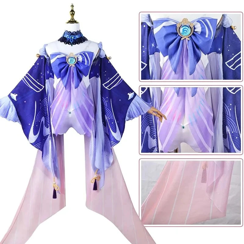 Sangonomiya Kokomi Cosplay Costume Perle de Sagesse Kokomi Tenue Robe Perruque Ensemble Complet Comic Con