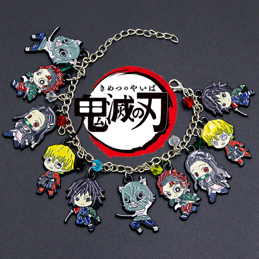 Bracelet en métal pour hommes et femmes, Anime Demon Slayer Kimetsu no Yaiba, Tanjirou Nezuko, figurine Cosplay, bijoux de dessin animé, cadeau