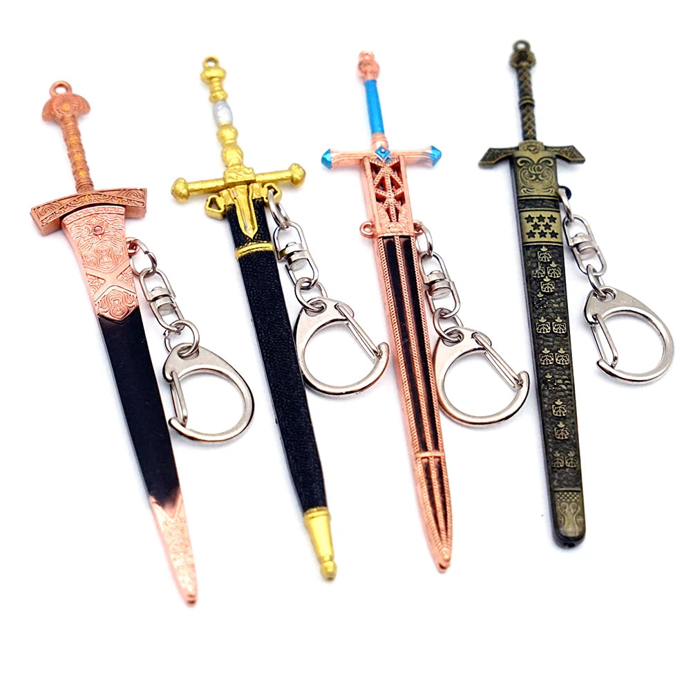 4pcs/lot Game Sword Keychain Banished Knight's Greatsword Keychains for Men Royal Army Greatsword Miquellan Knight's Sword