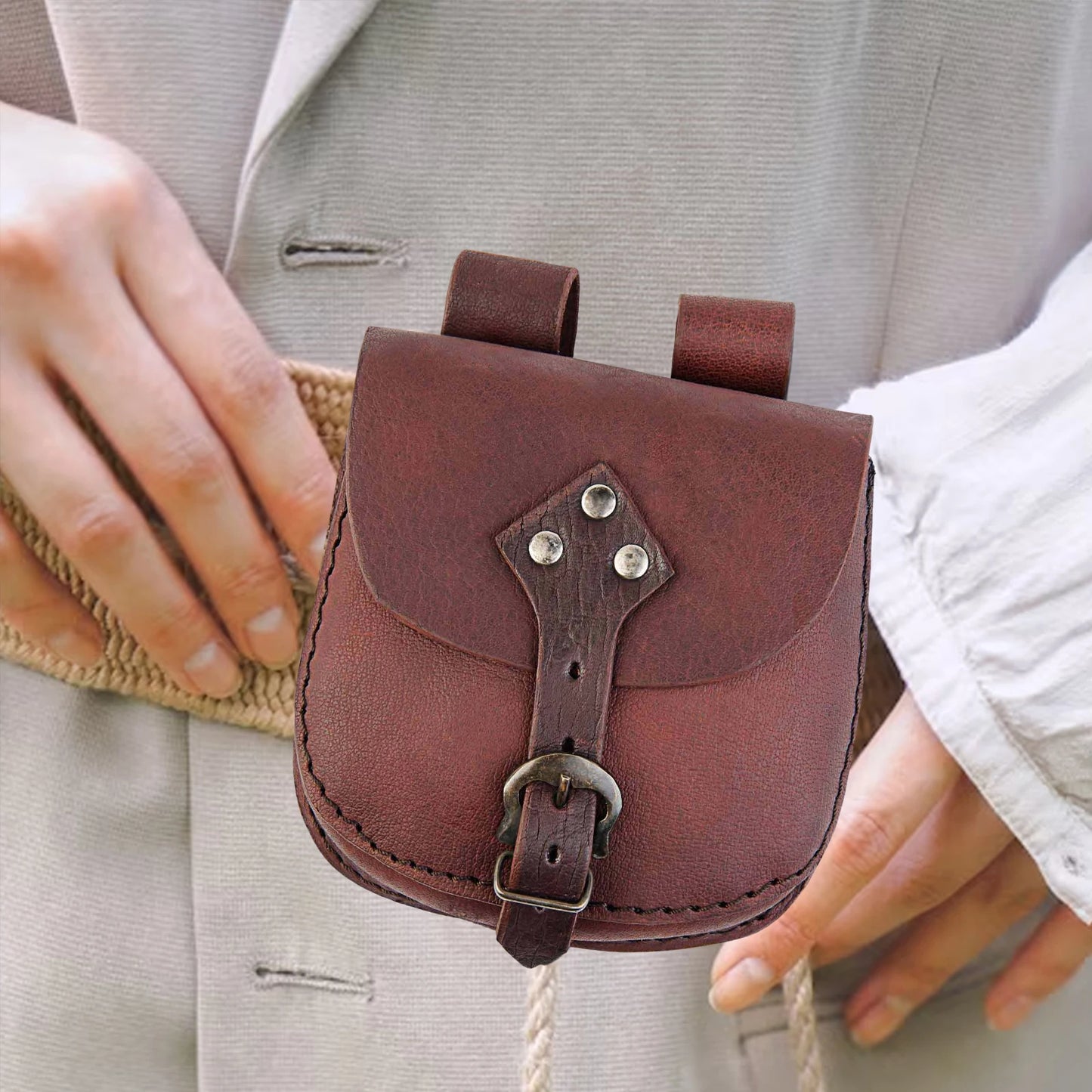 Sac de taille médiéval sac à main Steampunk Fanny Pack pochette de ceinture en cuir PU sac de taille pour spectacle de scène hommes partie jeu de rôle femmes