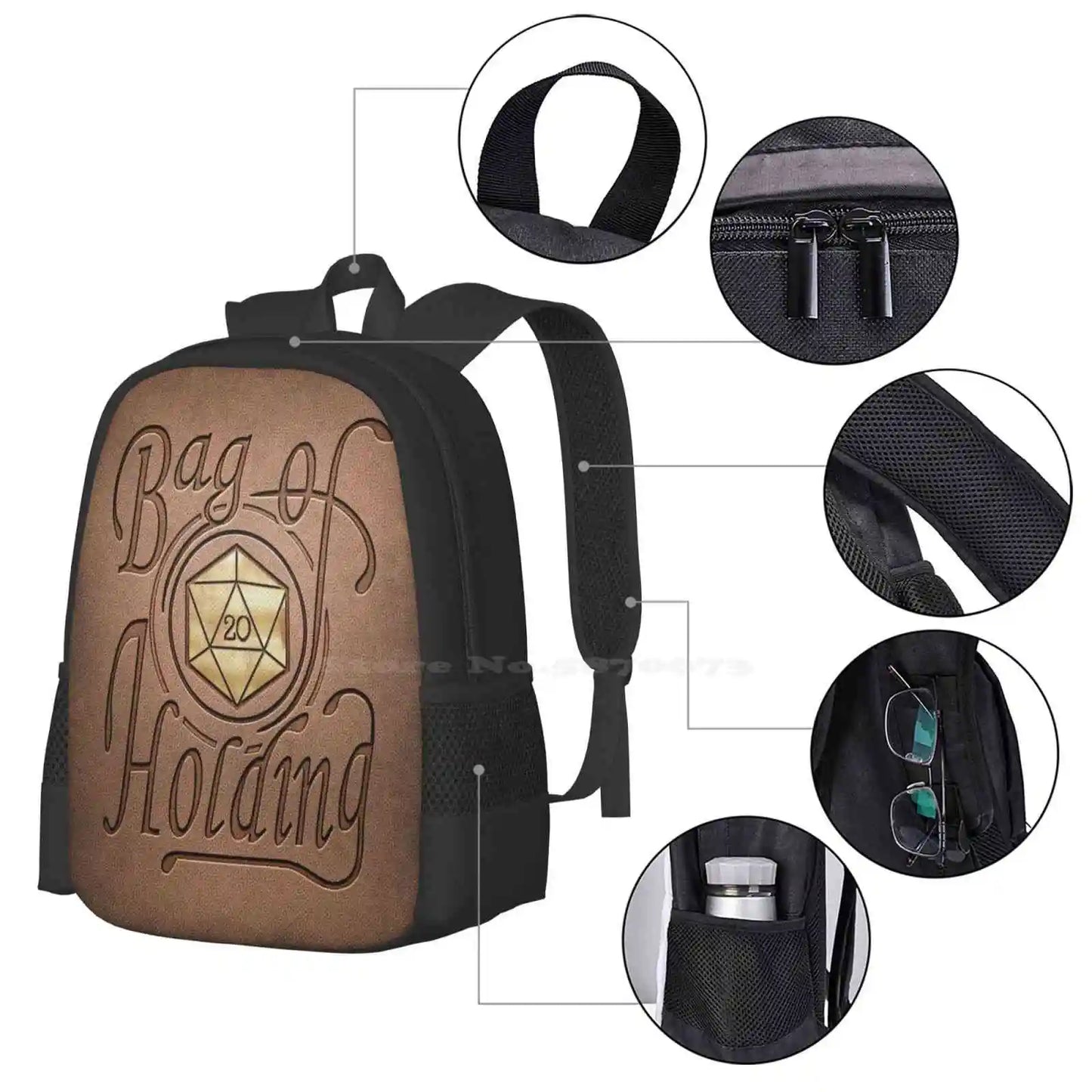 Bolsa de tenencia (aspecto de cuero ligero), recién llegados, bolsas unisex, mochila para estudiantes, mochila de tenencia mágica Dnd y dragones Dungons