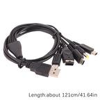 5-in-1 Multi-Console USB Charging Cable | 1.2M Fast Charger Cord for Nintendo 3DS, DSi, Wii U, GBA, PSP