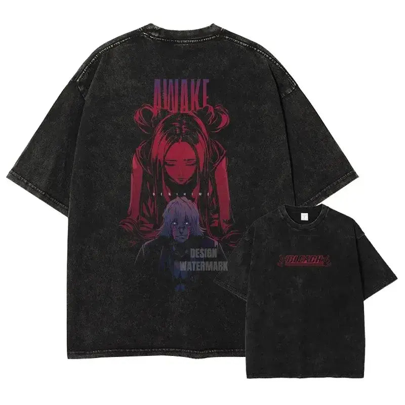 Bleach Aizen Sousuke Harajuku Washed Graphic T-Shirt