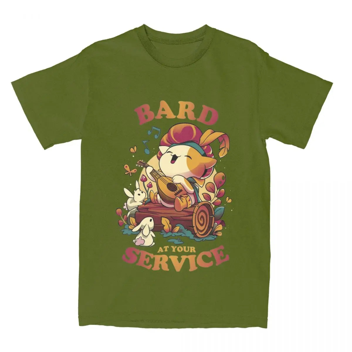 Vintage DnD Bard's Call T-Shirts Men O Neck 100% Cotton T Shirts Cute Cat Gamer Short Sleeve Tees Printed Clothes