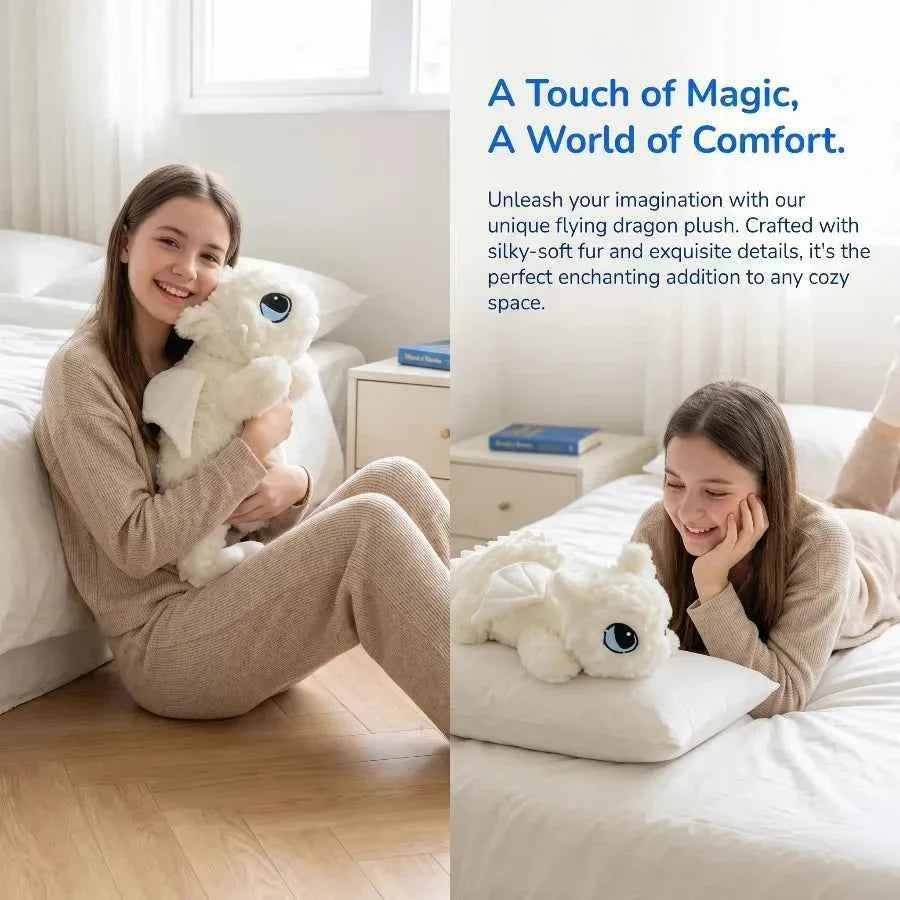 Cute White Dragon Plush Body Pillow – Soft Cartoon Dragon Cushion