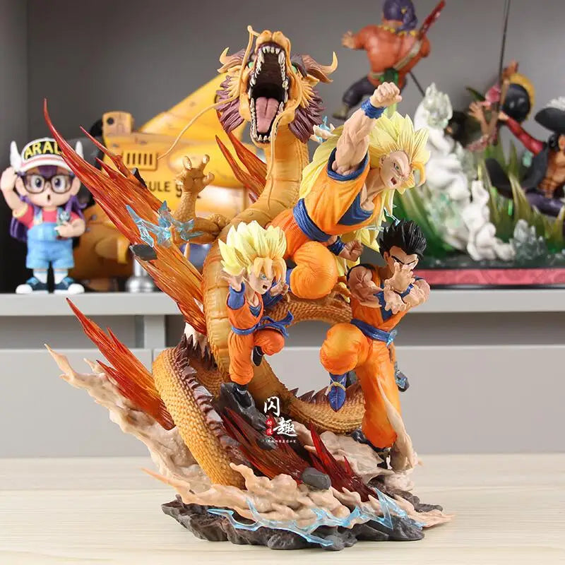Dragon Ball Z Goku Gohan Goten Anime Figure, Super Saiyan 3 Ultimate Figurine Form 28 CM