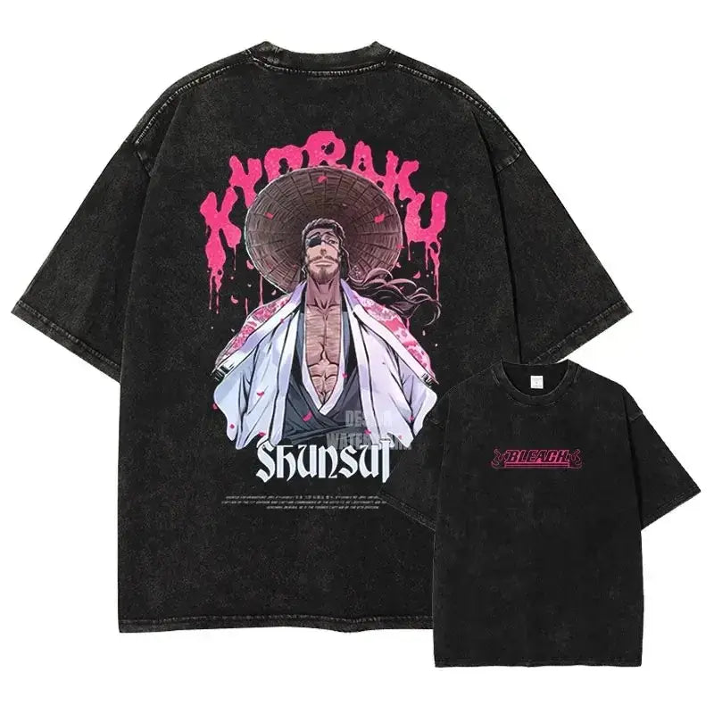 Bleach Aizen Sousuke Harajuku Washed Graphic T-Shirt