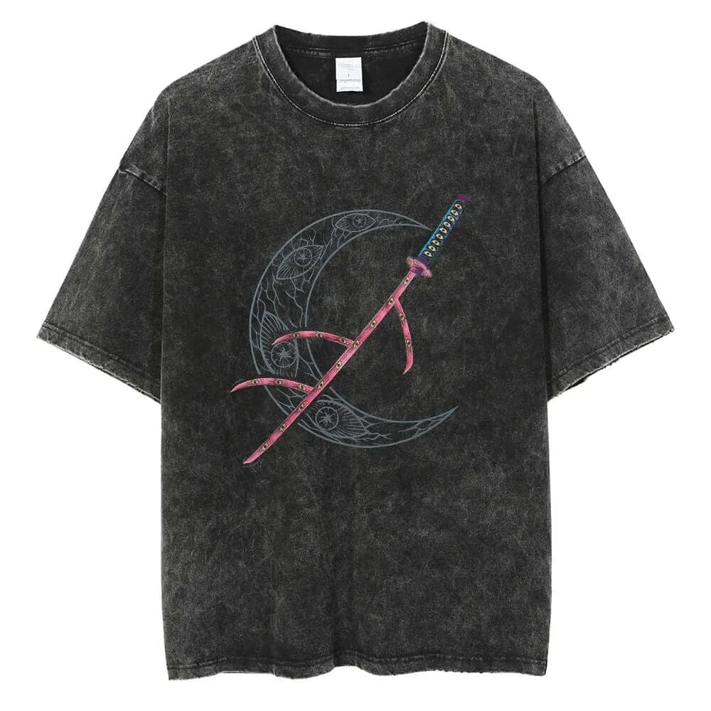 Demon Slayer Kokushibo T-shirt Vintage Washed Cotton Tee