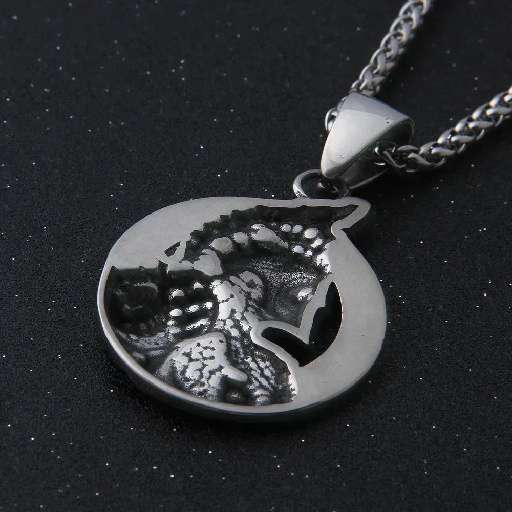 stainless steel King of War Spartan Warrior Portrait Pendant Men\'s Necklace Trend Rock Hip Hop Party Jewelry Christmas Gift