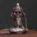 Halloween Skeleton Ceramic Backflow Incense Burner Holder - Ears Covered