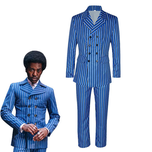 Doctor Who Season 14 TV Cosplay The Doctor Blue Striped Top Pant Suit Costume Fancy Halloween Uniform Outfits