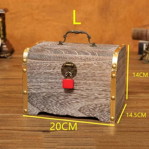 Small Medium Large Extra Large Wooden Piggy Bank Safe Money Box Treasure Chest Savings For Coins Cash Retro With Lock Crafts Ho